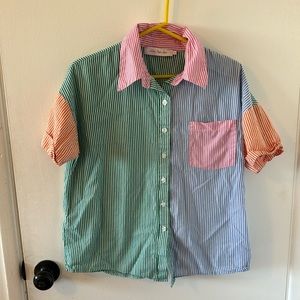 Chris Short Sleeve Button Up - Mixed Stripe Chris Short Sleeve Button Up - M